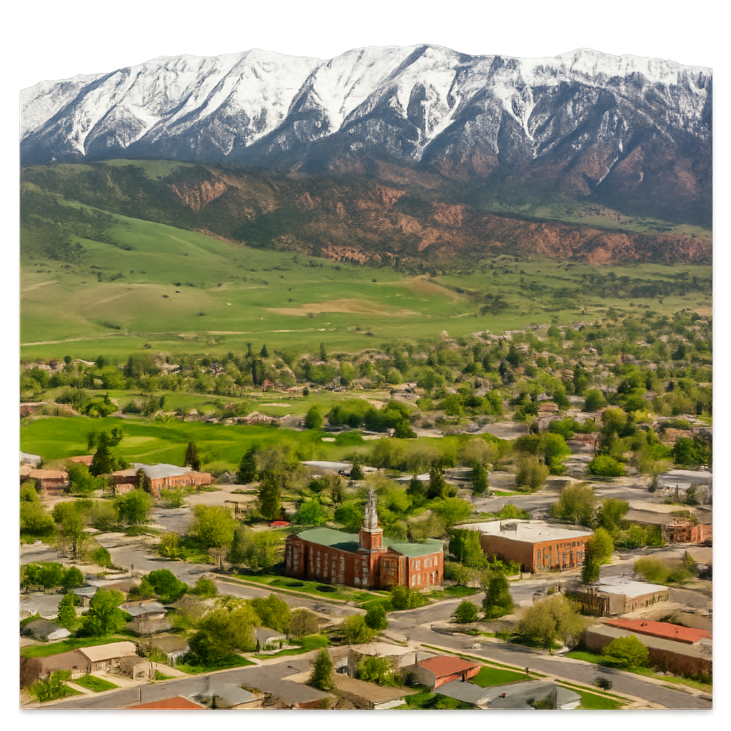 Aerial view of Cedar City created by AI.