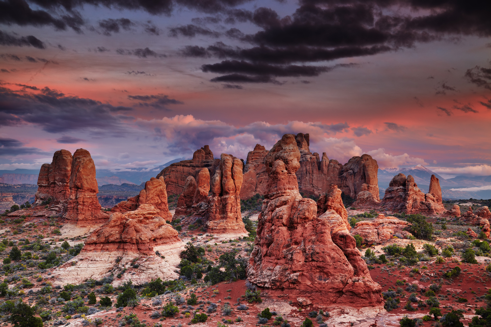Sunset in Arches National Park near moab